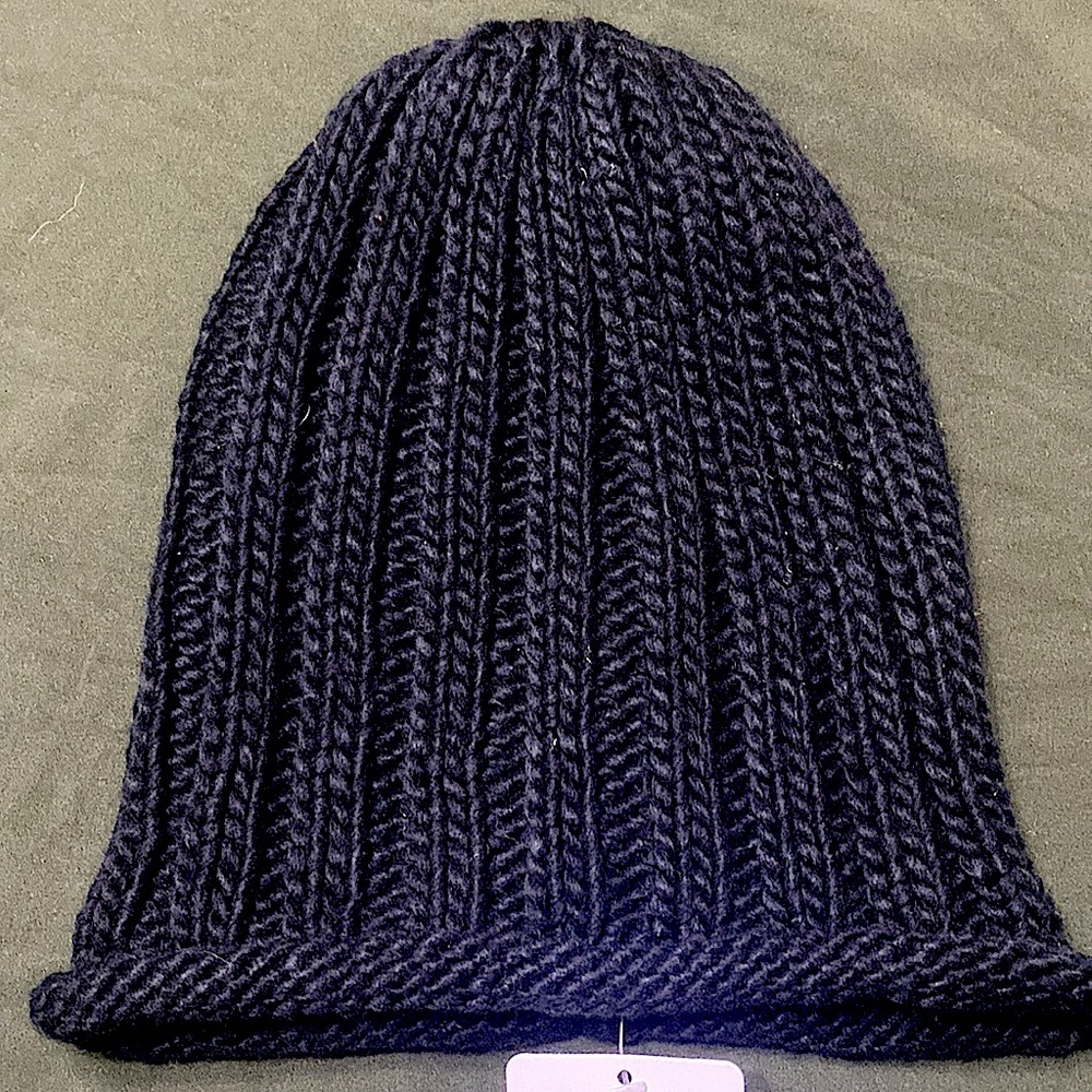 New Free People Ribbed Slouchy Beanie Black